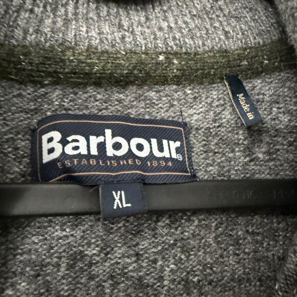 Barbour Heather Gray Mock Neck 1/4 Zip Wool Blend Sweater Mens Size XLarge - Picture 2 of 5